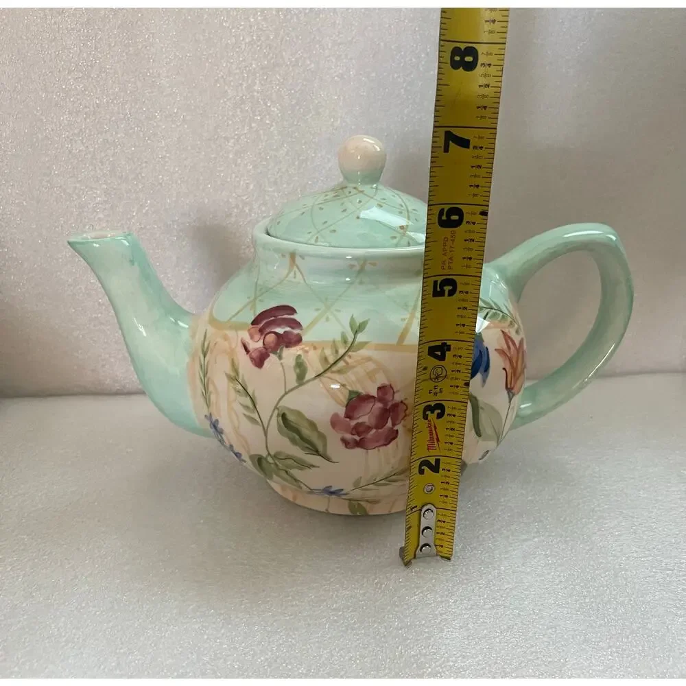 Crate And Barrel Ceramic Teapot 6 Cups Floral Design Victoria